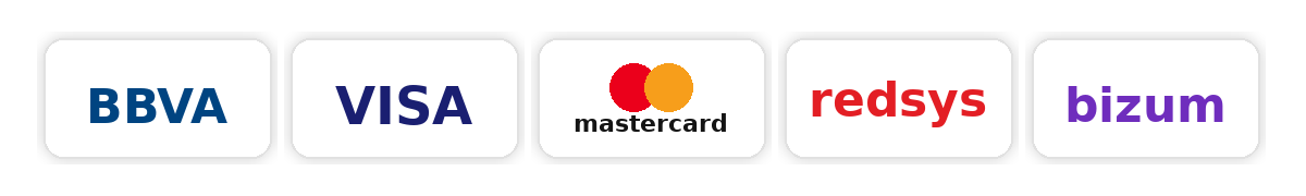 Métodos de pago seguro: Visa, Mastercard, Redsys y Bizum